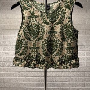 SHEIN Green and Cream Boxy Crop Tank Top